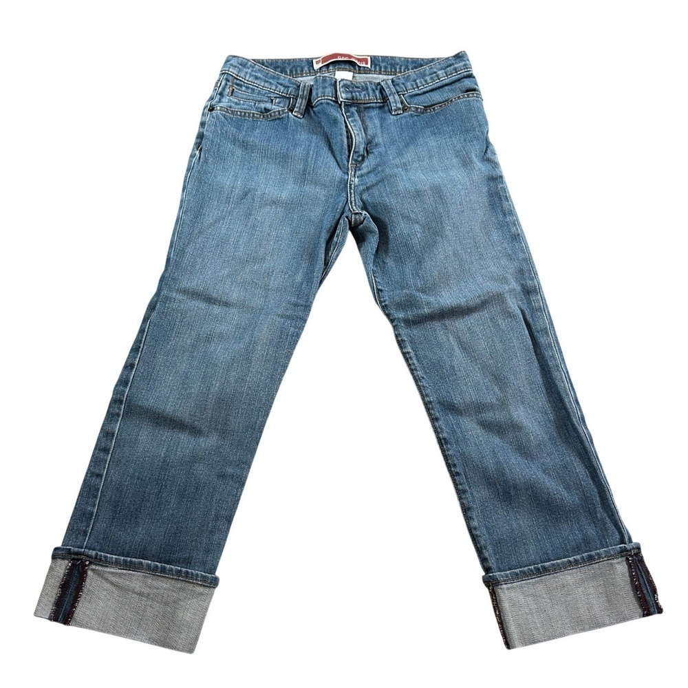 Gap Jeans Womens 0 Medium Wash Blue Cropped Cuffed Denim Pants Y2K Retro 3735